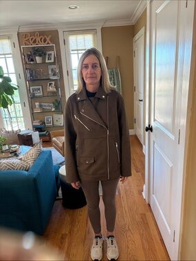 Zara Dark Brown Asymmetric Leather Moto Jacket